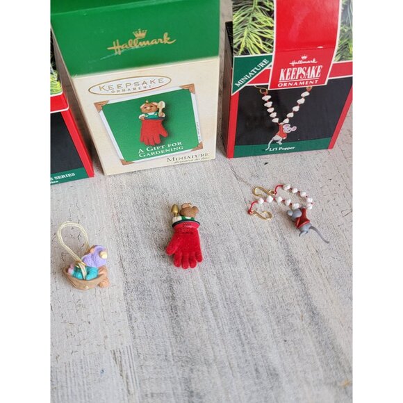 Hallmark miniature Mouse variety ornament set popper gardening - Picture 6 of 6